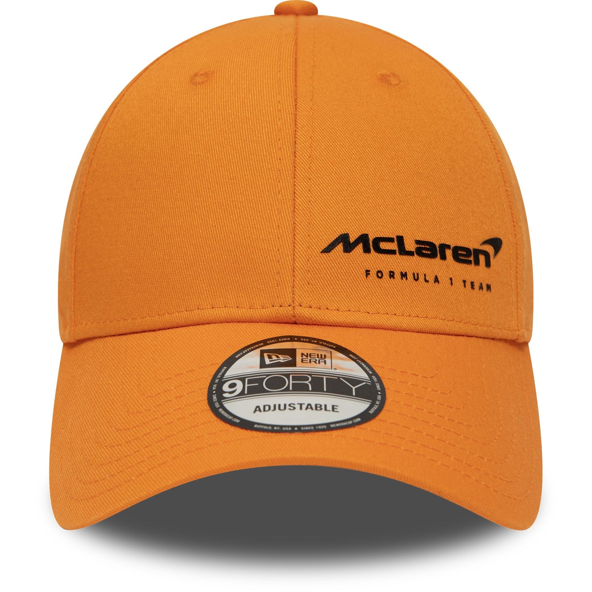 New Era McLaren Flawless Orange 9FORTY Adjustable Cap Front side- Cap On