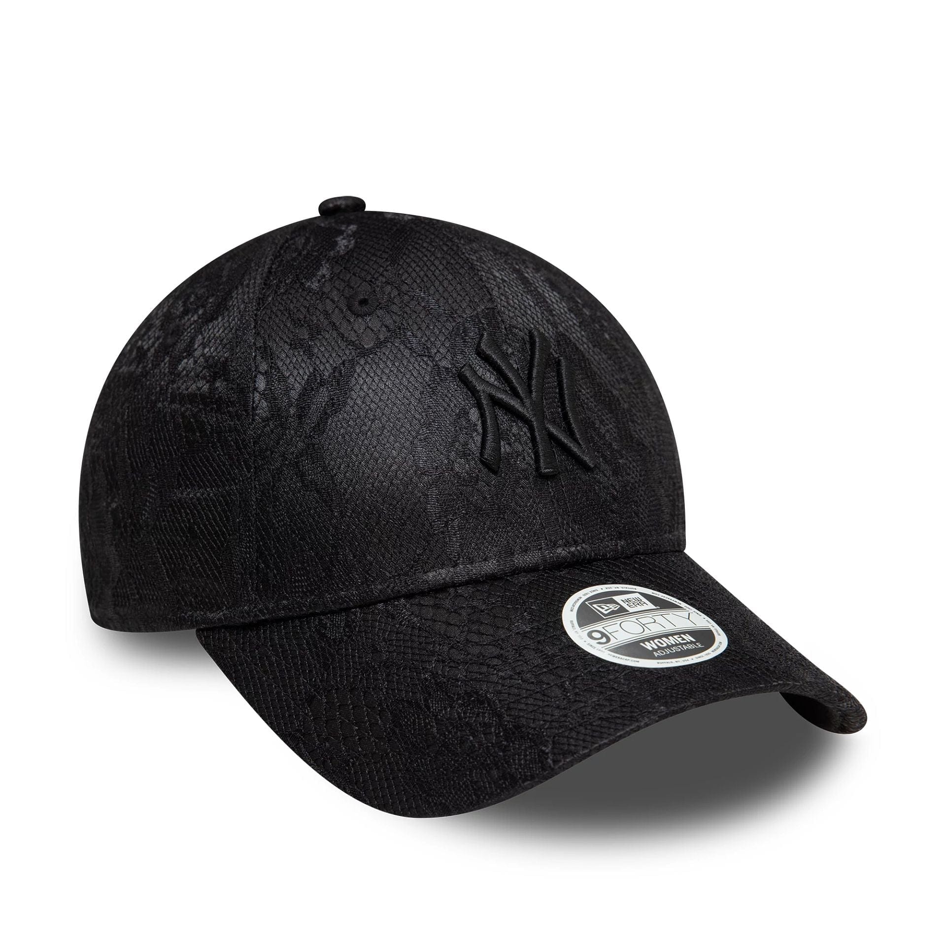 New Era New York Yankees Womens Lace Black 9FORTY Adjustable Cap - Cap On