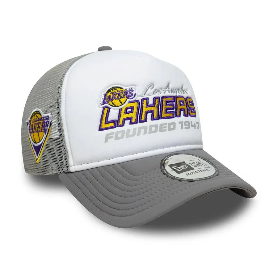 New Era NBA Graphic LA Lakers Grey 9FORTY A-Frame Trucker Cap