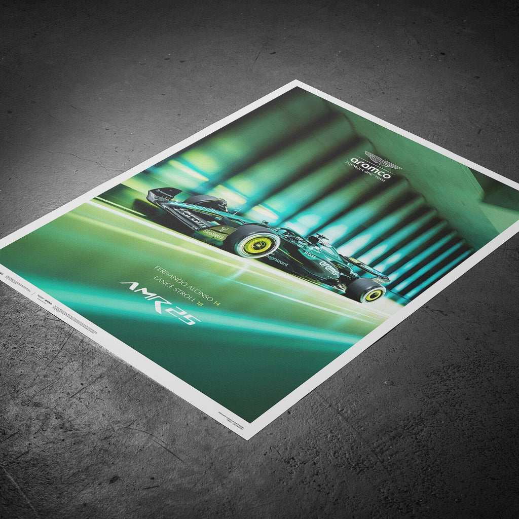 Aston Martin F1 Team AMR25 'Glow in the Dark' Launch Poster