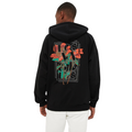 Floral Printed Oversize Hooded Black Sweatshirt Hoodie - Cap On