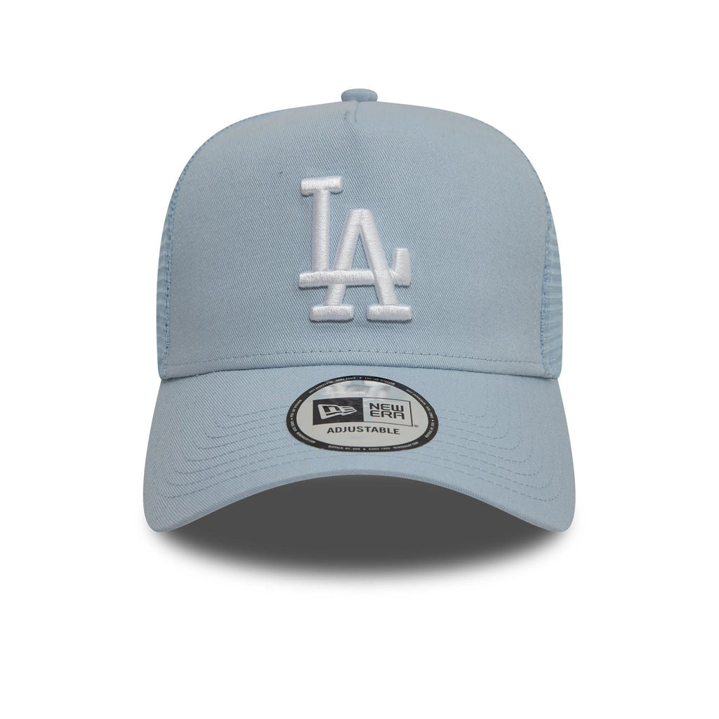 New Era LA Dodgers League Essential Pastel Blue 9FORTY A-Frame Trucker Adjustable Cap - Cap On