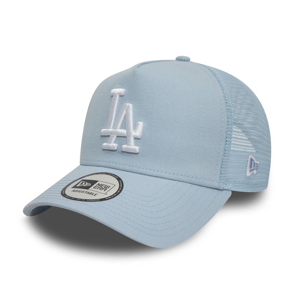 New Era LA Dodgers League Essential Pastel Blue 9FORTY A-Frame Trucker Adjustable Cap - Cap On