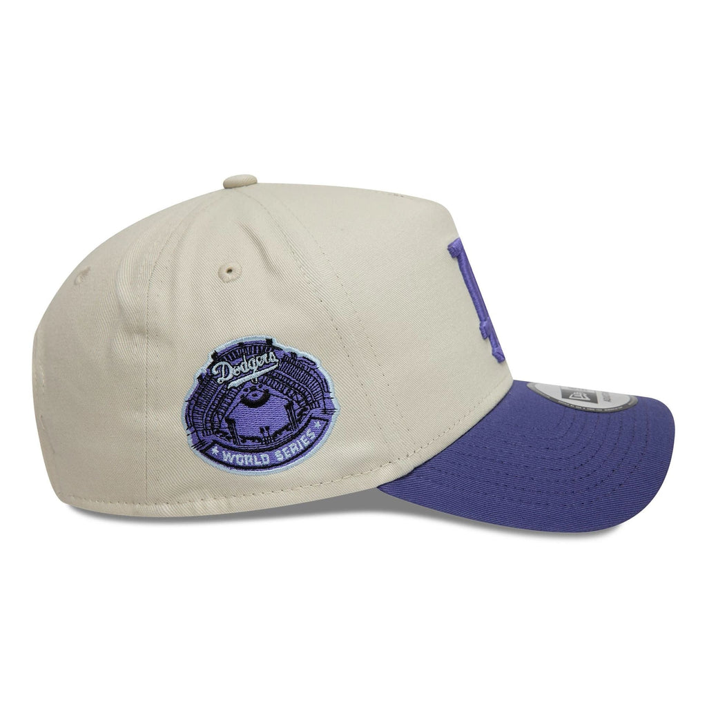 New Era LA Dodgers World Series Patch Cream 9FORTY A-Frame Adjustable Cap - Cap On