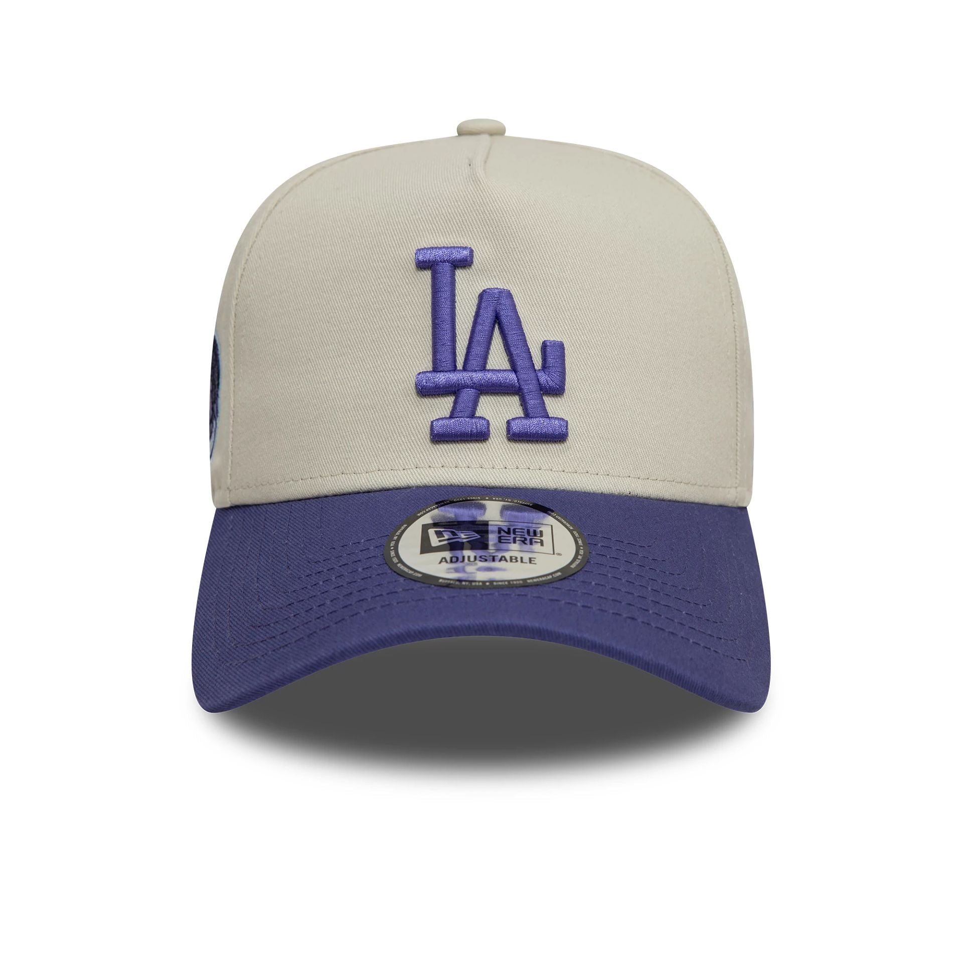 New Era LA Dodgers World Series Patch Cream 9FORTY A-Frame Adjustable Cap - Cap On