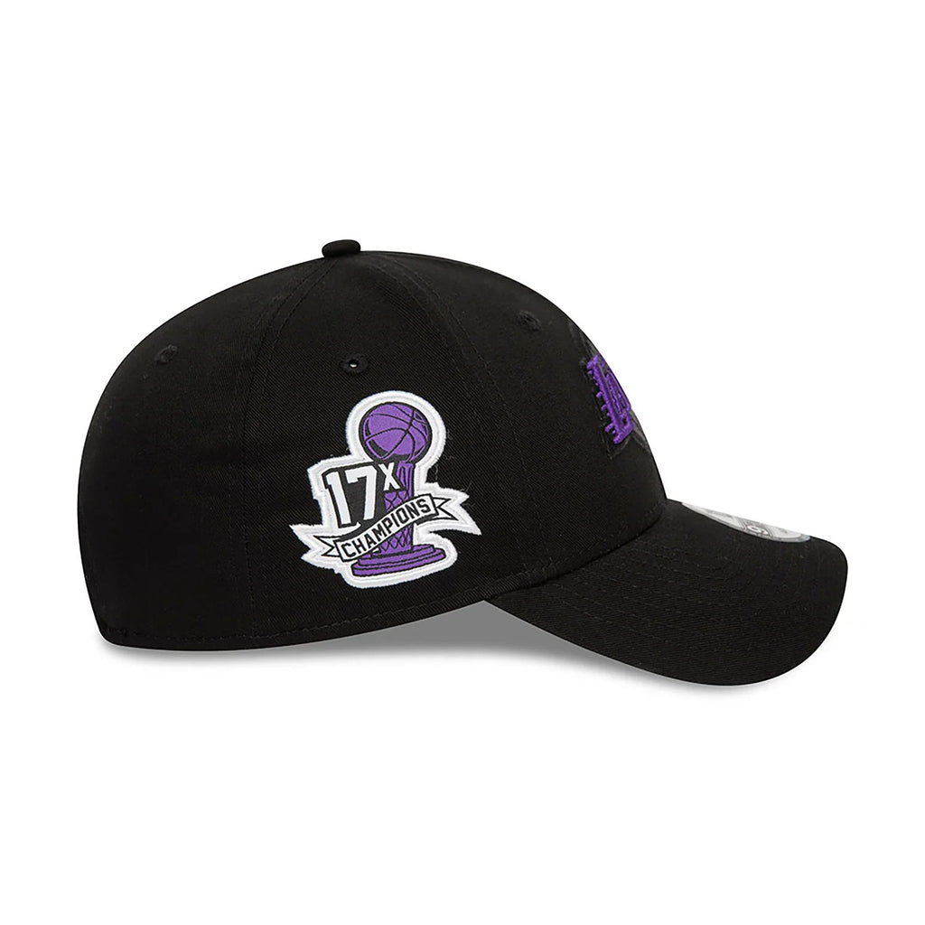 New Era LA Lakers NBA Side Patch Black 9FORTY Adjustable Cap - Cap On