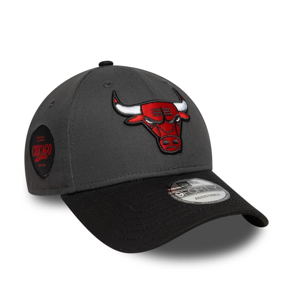 New Era Dark grey NBA Sidepatch Chicago Bulls 9FORTY Adjustable Cap