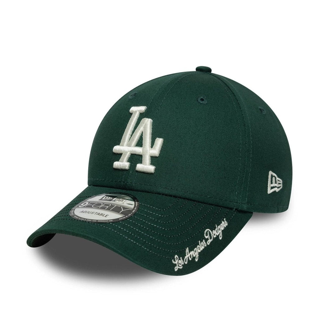 New Era LA Dodgers MLB Visor Script Dark Green 9FORTY Adjustable Cap