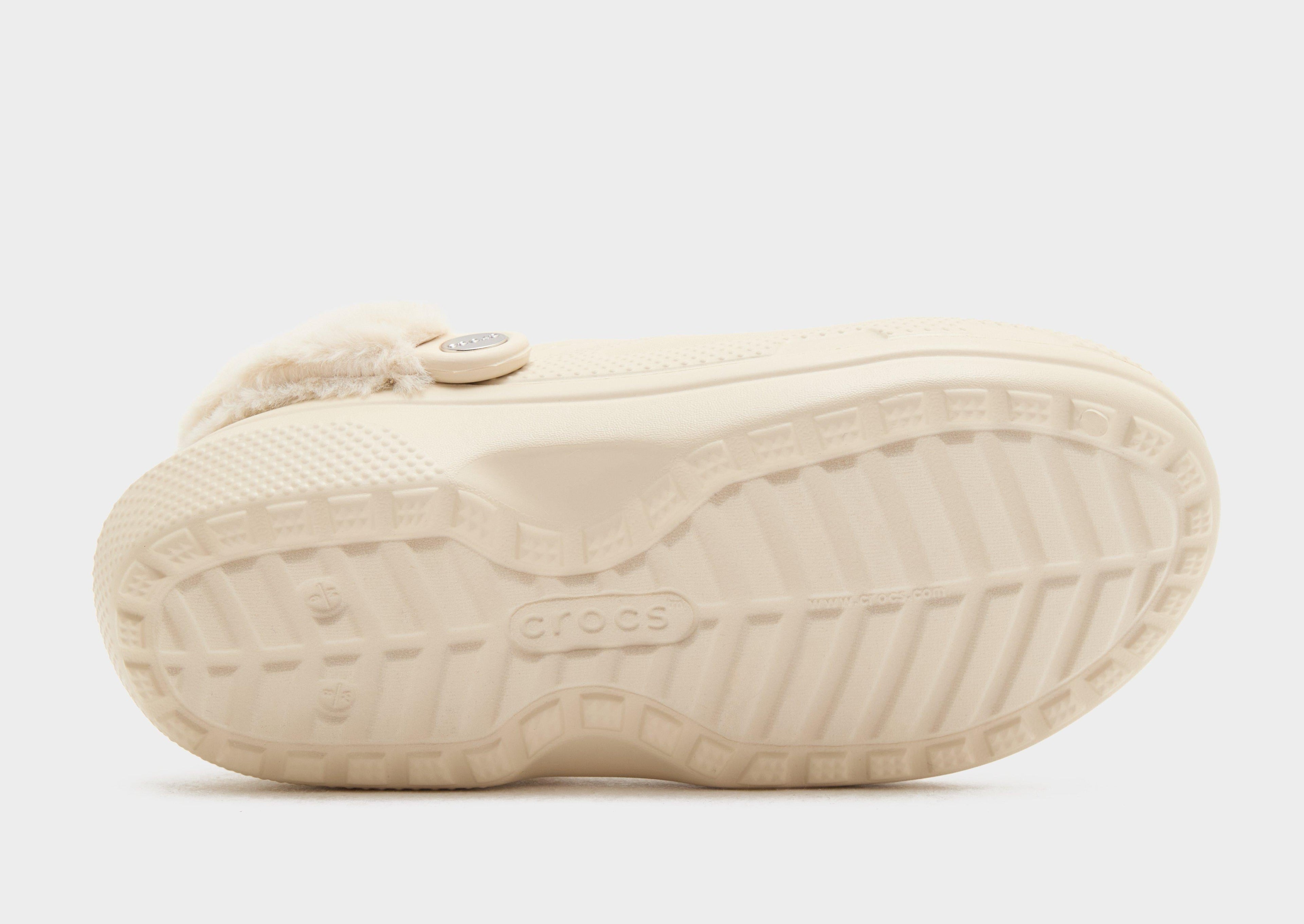 White Crocs Lined Fuzz Strap Clog Women's