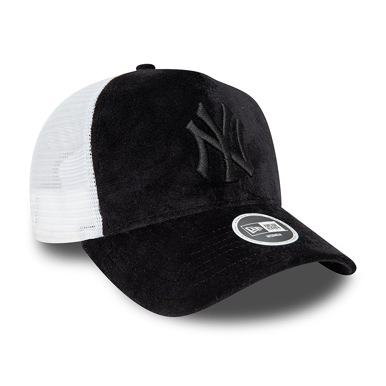 New Era New York Yankees Womens Velour Black A-Frame Trucker Cap - Cap On